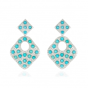 White Gold Turquoise & Diamond Earrings 6.02ct TDW White Gold Turquoise & Diamond Earrings 6.02ct TDW